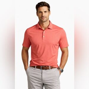 Jos A Bank Traveler Polo Shirt Men XL Coral Tailored Fit Stretch Golf